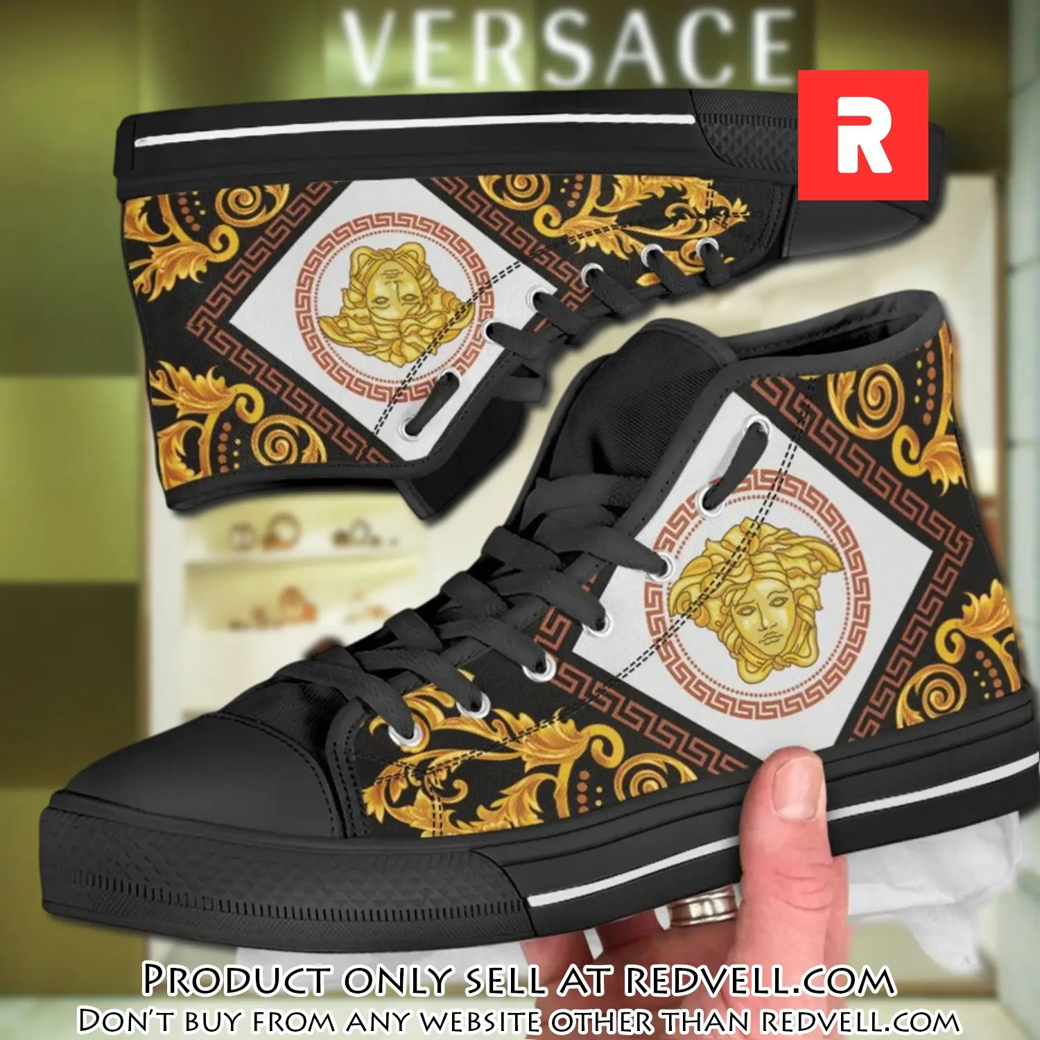 Versace logo medusa high top canvas shoes luxury brand gifts for men women rv4140621